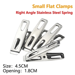 Flat stainless steel spring clips for laundry and paper, 4.5cm length with 1.8cm opening