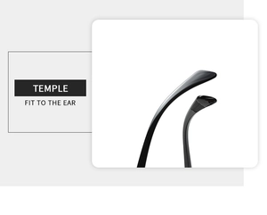 Détail de la branche noire ergonomique avec texture ondulée antidérapante précise