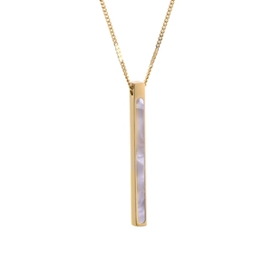 Titanium steel necklace with a vertical gold bar shell pendant for women
