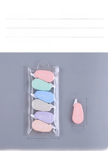 Detailed view of Morandi color correction tape set with transparent body and simple life logo