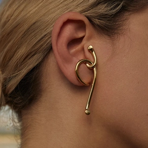 Minimalist Ear Bone Clip Gold Plated Non Pierced Ear Cuff Abstract Twisted Geometric Metal Jewelry For Women
