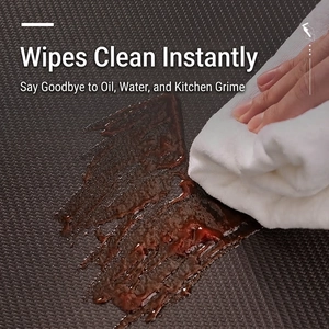 Thickened PU leather kitchen floor mat with non-slip texture and oil-proof surface