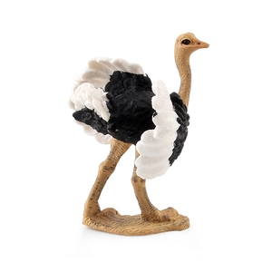Realistic ostrich animal model toy with detailed black feathers and long neck for kids