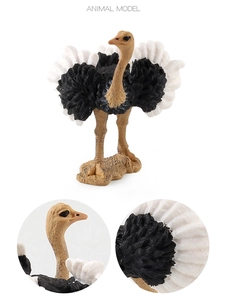 Detailed view of realistic ostrich toy model with close-up on feathers and textures