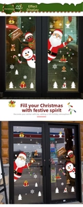 Detail of Santa and Snowman PVC window stickers for Christmas festive decoration