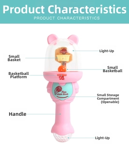 Nahaufnahme des rosa Hand-Basketballspielzeugs mit Leuchtgriff und kleinem Staufach