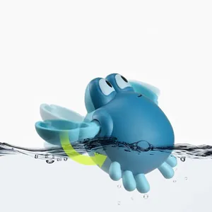 Cute cartoon crab wind-up bath toy for babies with 360-degree rotating arms for swimming
