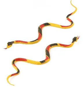 Macro detail of yellow and black striped snake models with realistic scale textures