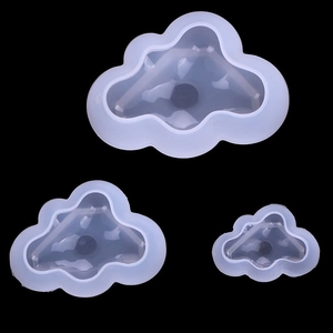 Set of three 3D cloud-shaped silicone molds for resin, clay, and cake decorating
