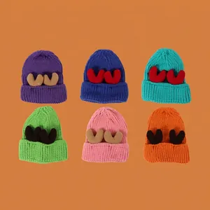 Knit Beanie Hat Thickened Warm Acrylic With Antler Ears Heart Decor Cute Fashion For Women Men Winter Cold Weather