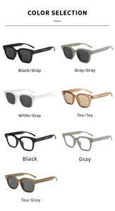 Detailed color selection of square thick frame sunglasses with Trend Fashion lettering