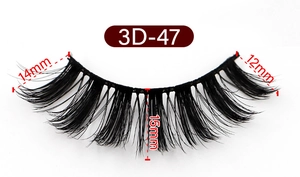 Détail des cils 3D-47 montrant des longueurs de 12mm à 15mm pour un effet volumineux