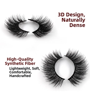 Détail de faux cils 3D montrant la texture croisée dense et la qualité des fibres douces