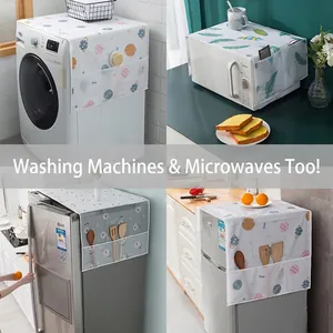 Waterproof PEVA refrigerator dust cover with side pockets and astronaut pattern