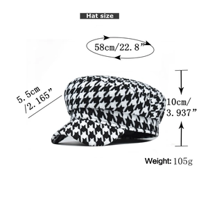 Spécifications de taille pour casquette marin à motif pied-de-poule avec mesures