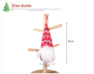 Detailed size view of red Christmas gnome ornament with dimensions 16cm by 6cm