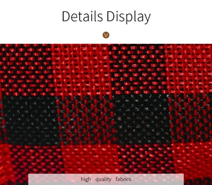 Macro shot of high-quality red and black buffalo plaid fabric texture for Christmas
