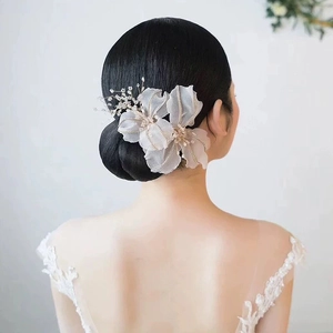 Pince À Cheveux Fleur Mariée Coiffe Florale En Gaze Avec Künstliche Perles Strass Accessoire Cheveux Mariage Pour Femmes