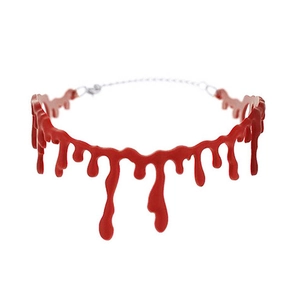 Gothic Halloween bloody drip choker with adjustable red acrylic blood splatter effect