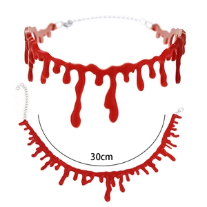 30cm Halloween bloody drip necklace with adjustable metal chain for party costumes