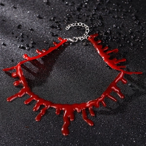 Realistic red blood drip choker necklace for Halloween party costume and gothic jewelry