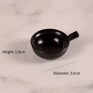 Miniature black dollhouse pan with handle, diameter 3.5cm, for DIY micro kitchen crafts