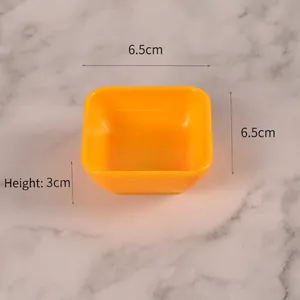 Miniature orange square dish for dollhouse kitchen measuring 6.5cm by 3cm