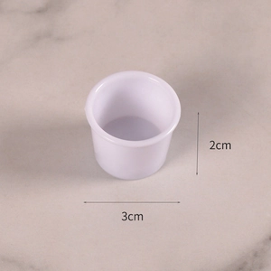 Miniature white plastic bowl for DIY dollhouse kitchen crafts 3cm diameter 2cm height