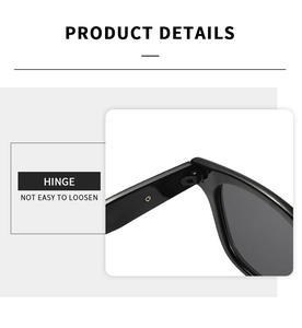 Detail of durable metal hinge on black square oversized fashion sunglasses
