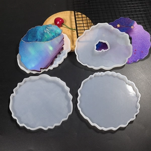 Irregular DIY silicone coaster molds for resin casting with fluid ripple edge design