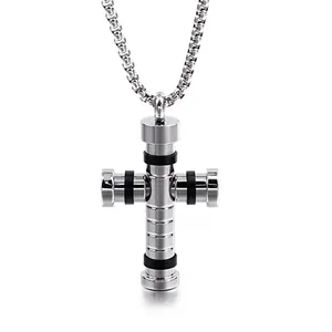 Collier Pendentif Croix Style Mécanique Industriel Acier Inoxydable Bijoux Mode Punk Pour Hommes