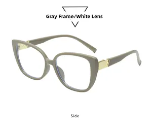 Detail view of khaki square sunglasses frame with golden V-shaped metal hinge accents