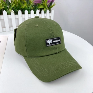 Gorra de béisbol de aviador verde militar con parche artesanal en lona de seis paneles