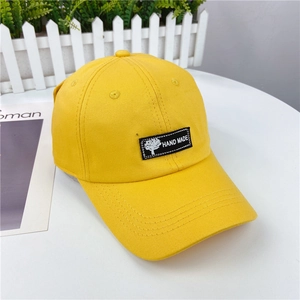 Gorra de béisbol clásica de algodón amarillo brillante con parche negro Hand Made