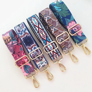 Adjustable floral shoulder straps with gold hardware showing five stylish ethnic patterns