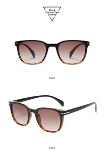 Vues de face et de profil de lunettes de soleil carrées polarisées avec monture noire chic