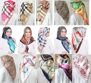 Collage of 15 various patterns for satin square scarves including animal and floral prints