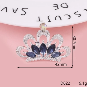 Sparkling silver crown alloy accessory with blue gems and rhinestones for DIY decor