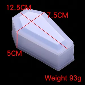 Coffin shaped silicone mold for Halloween DIY crafts with dimensions 12.5x7.5x5cm