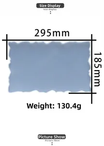 Macro view of rectangular silicone mold with wavy edges and 295mm by 185mm dimensions