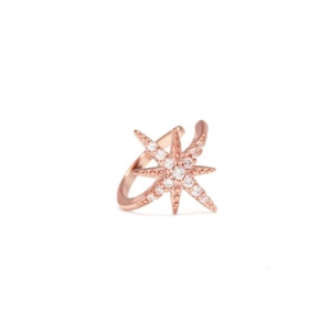 Elegant rose gold S925 sterling silver star ear cuff with sparkling zircon crystals