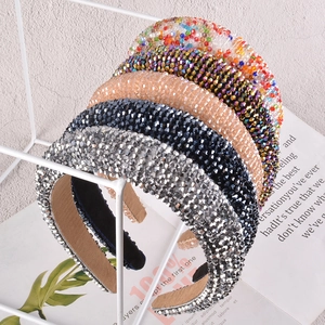 Luxurious handmade beaded sponge headbands in various colors for women party hair accessory