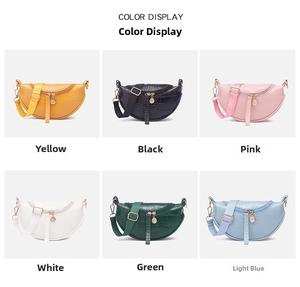 Crocodile texture crescent waist bags in six colors with zippers and adjustable straps