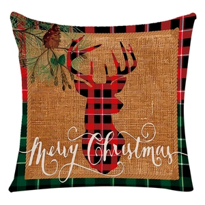 Christmas pillowcase with reindeer silhouette and Merry Christmas text in plaid frame