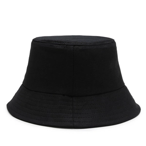 Classic black cotton bucket hat for women featuring a minimalist wide brim and multi-row stitching