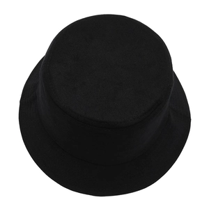 Chic black cotton bucket hat for women in minimalist style with a soft round top