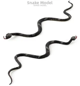 Detailed realistic snake models with black and gray scales and flickering red tongues