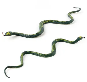 Detailed realistic snake models featuring green scales, yellow stripes and red tongues