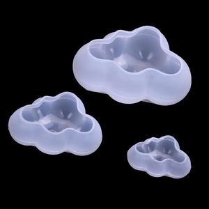 Set of three 3D cloud-shaped silicone molds for cake decor and crafts in various sizes