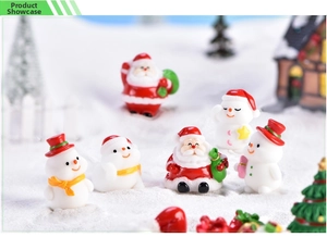 Miniature resin Santa Claus and snowman figurines for Christmas DIY micro landscape decor